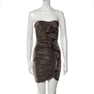 LIKELY Gold Strapless mini dress NEW